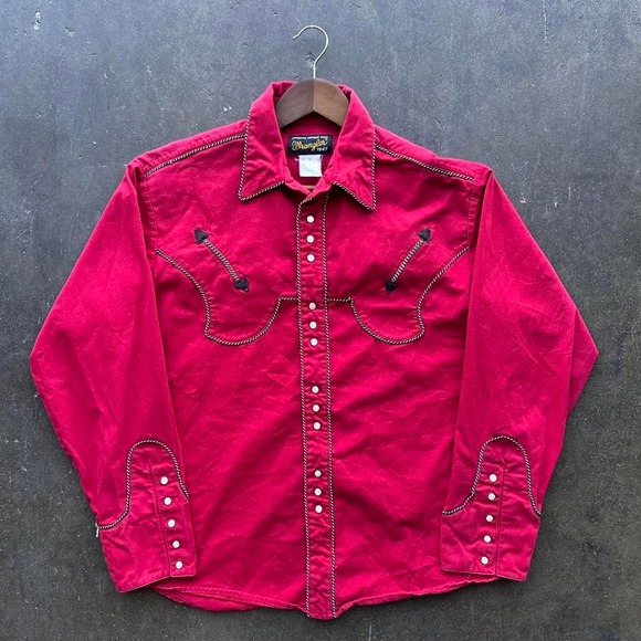 Men's Vintage Wrangler Western Stitched Pearl Snap Shirt Size Large - Picture 1 of 5
